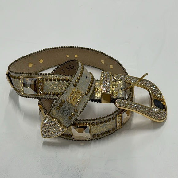 B.B.Simon Swarovski Crystal Gold Western Cowboy Belt - XL - Picture 14 of 16